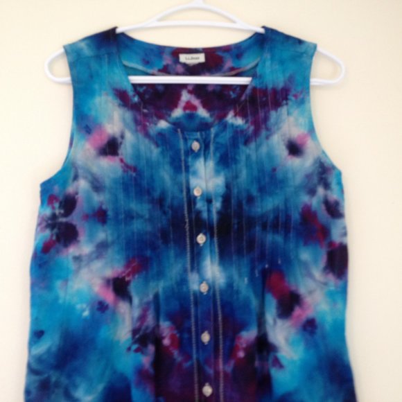 Vintage 90s LL Bean Linen Dress Tie Dye size M - Picture 10 of 15